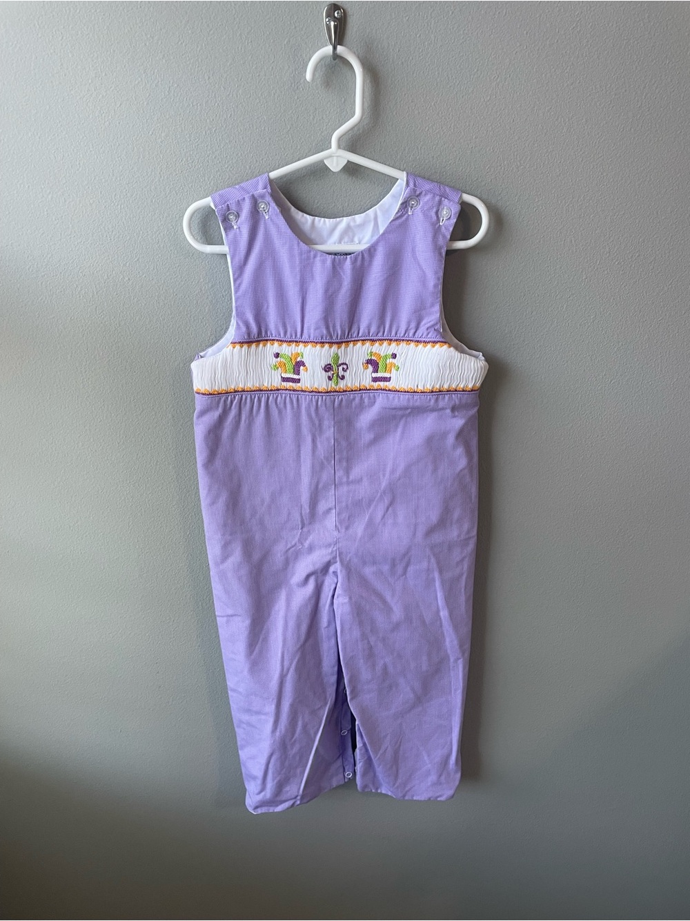 Smockingbird Purple Gingham Mardi Gras Longall JonJons